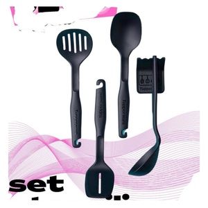 New Tupperware Compact Kitchen Tools Set of 4 Black Color